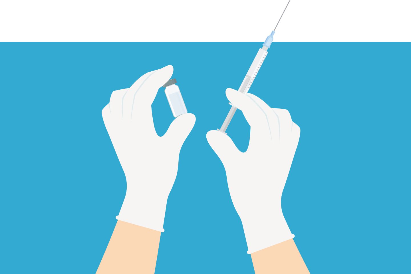 illustration of hands holding a syringe and medicine