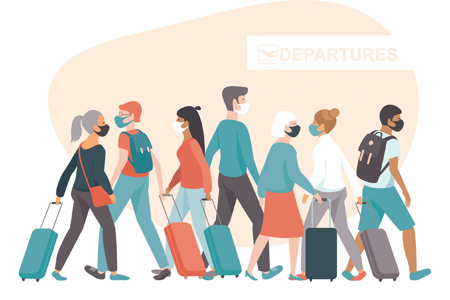 illustration of people at the airport traveling