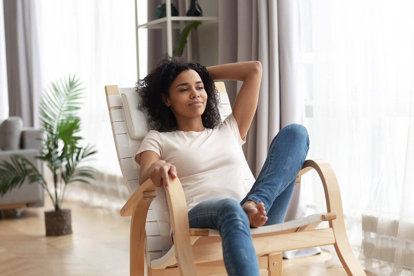beautiful woman enjoying quiet time