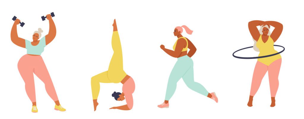 illustrations of women exercising