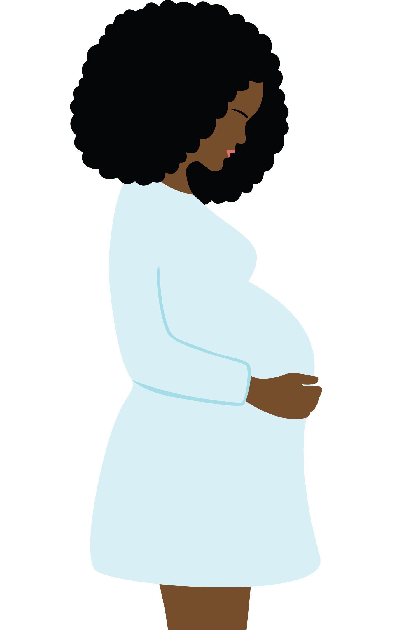 Illustrated image of a pregnant woman holding her abdomen