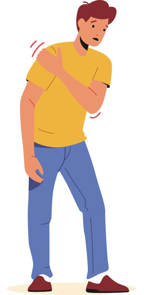 ask the doctor late summer 2022 | illustration of man with bad shoulder