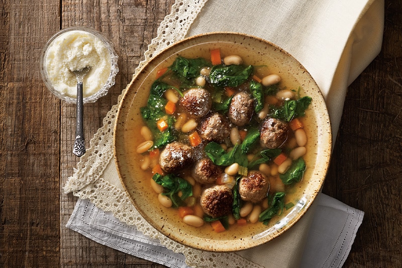 Hearty Spinach & Meatball Soup