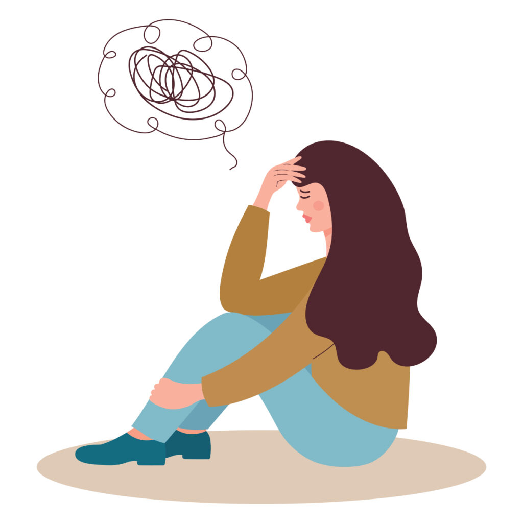 illustration of teen girl with burnout