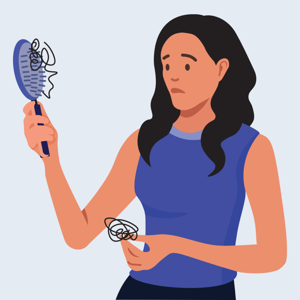 illustration of woman with hair loss