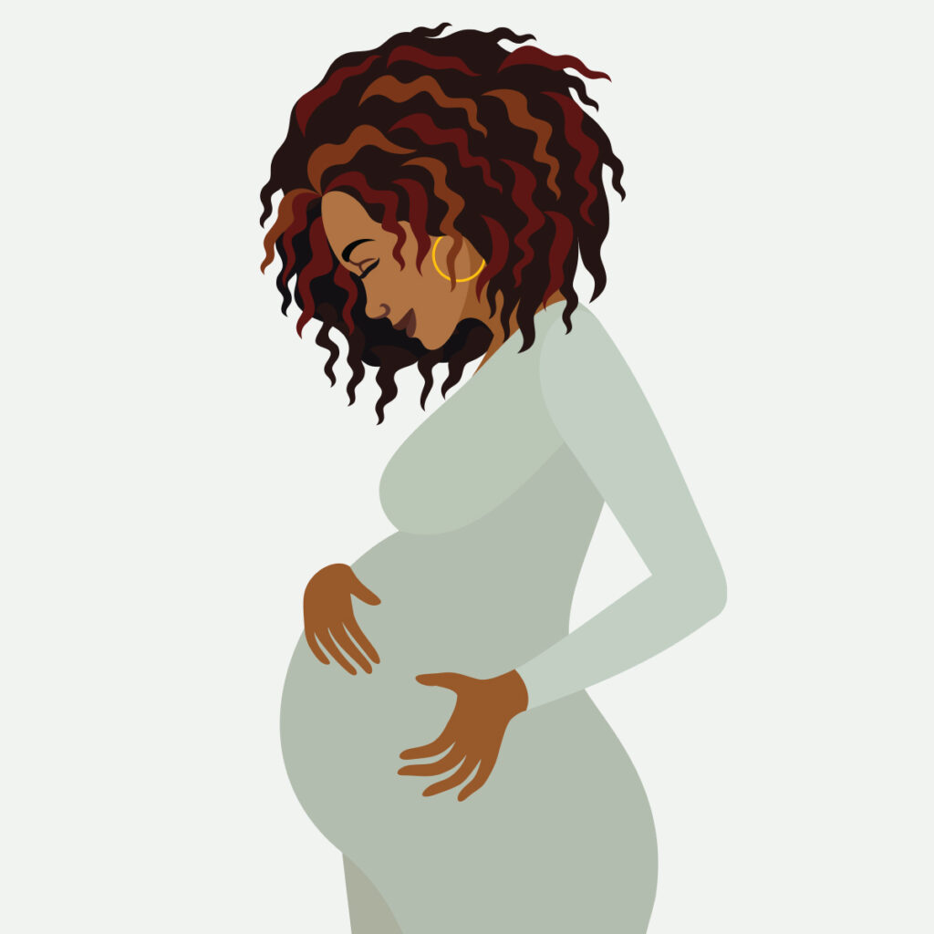 graphic illustration of happy pregnant woman