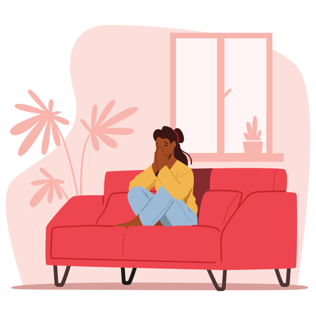 graphic illustration of a woman coping with anxiety