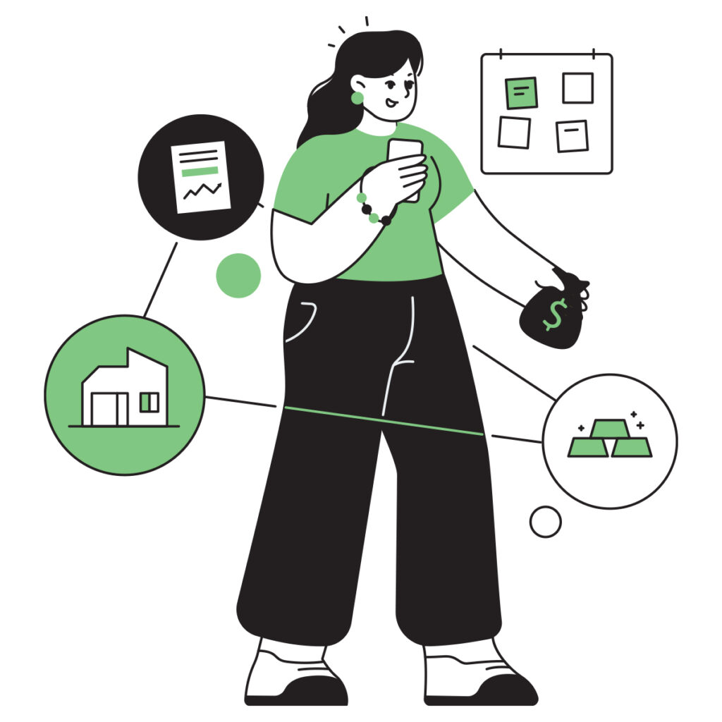 illustration of single woman doing estate planning