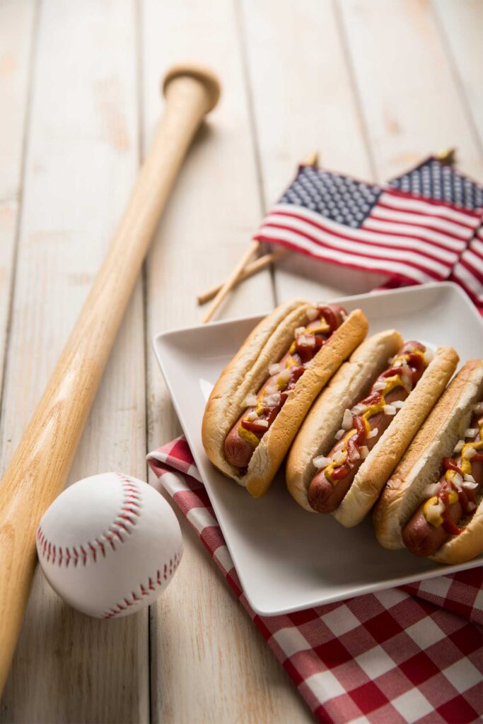 hot dogs with baseball
