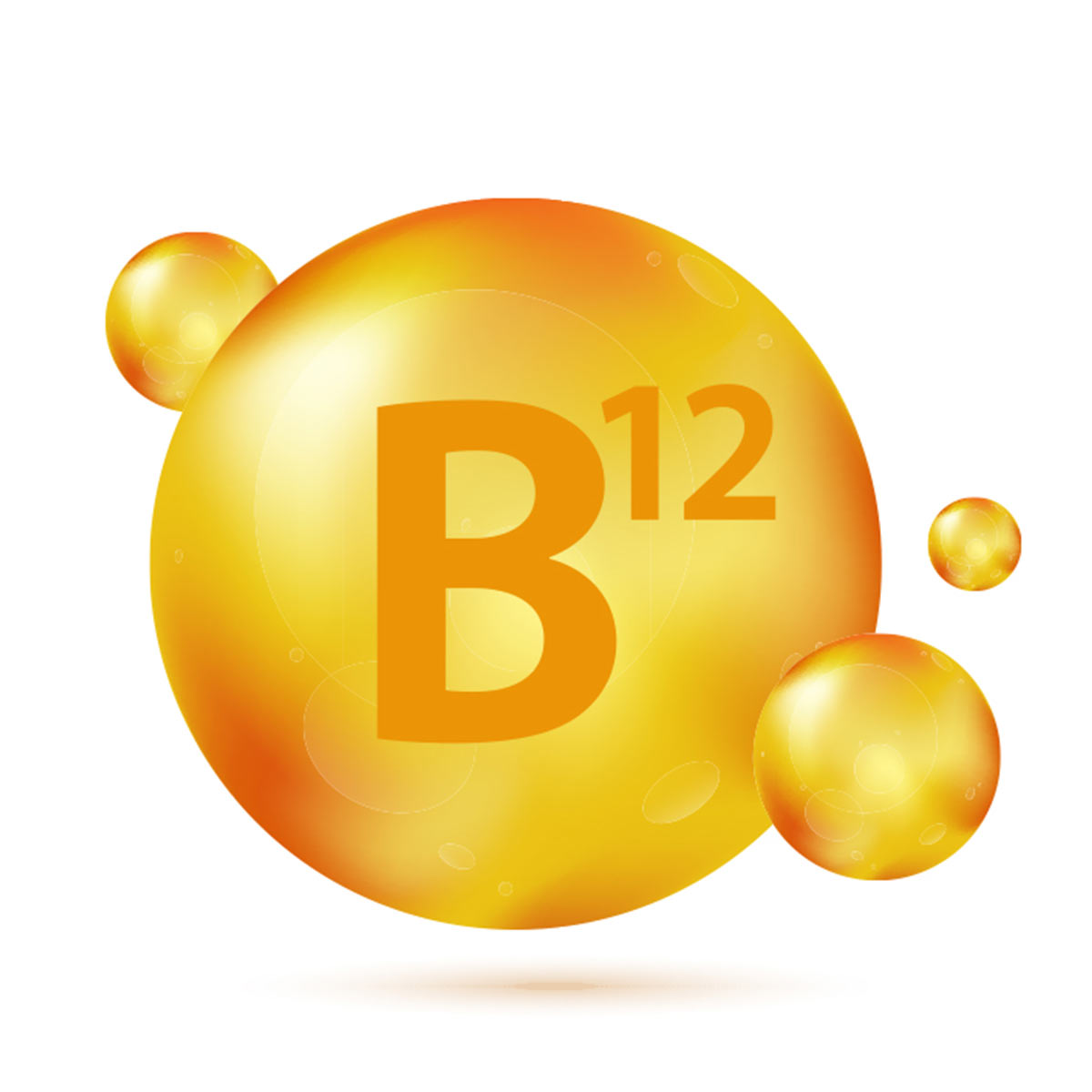 Bright yellow spherical design featuring "B12" in the center, accompanied by smaller bubbles.