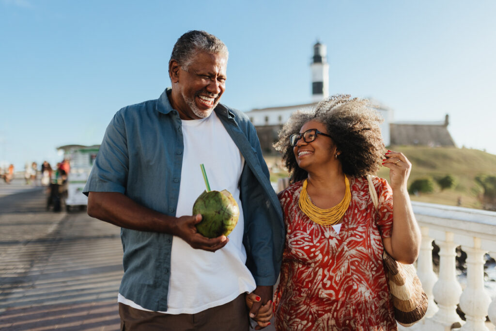 Senior adults on a tropical vacation
