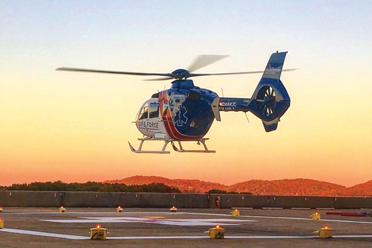 LIFE FORCE Air Medical Helicopter at Sunset