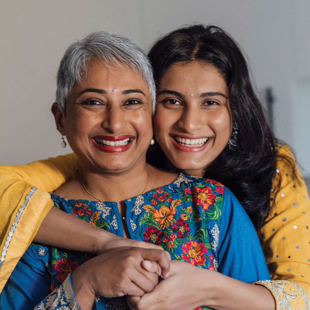 grateful woman hugging her mother