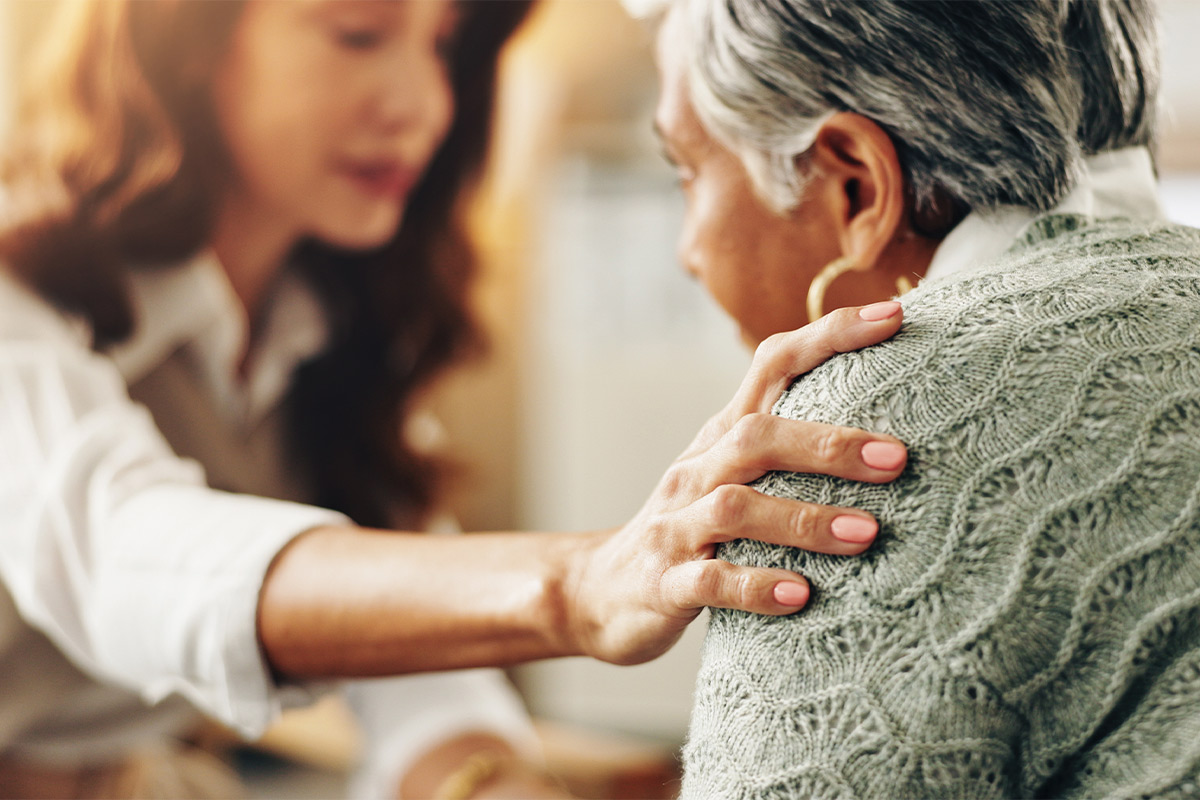woman caring for aging mother