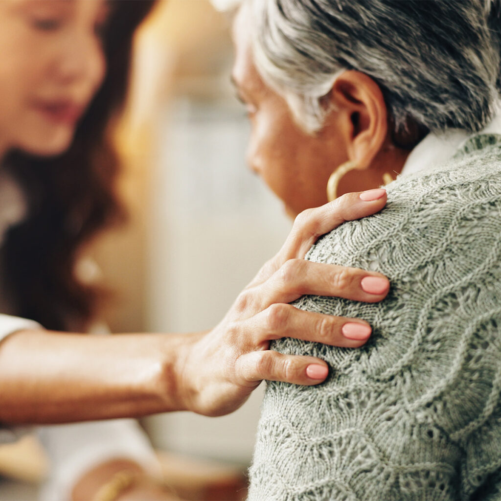 woman caring for aging mother
