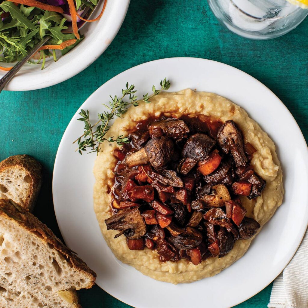 Mushroom and Miso Bourguignon With White Bean Mash
