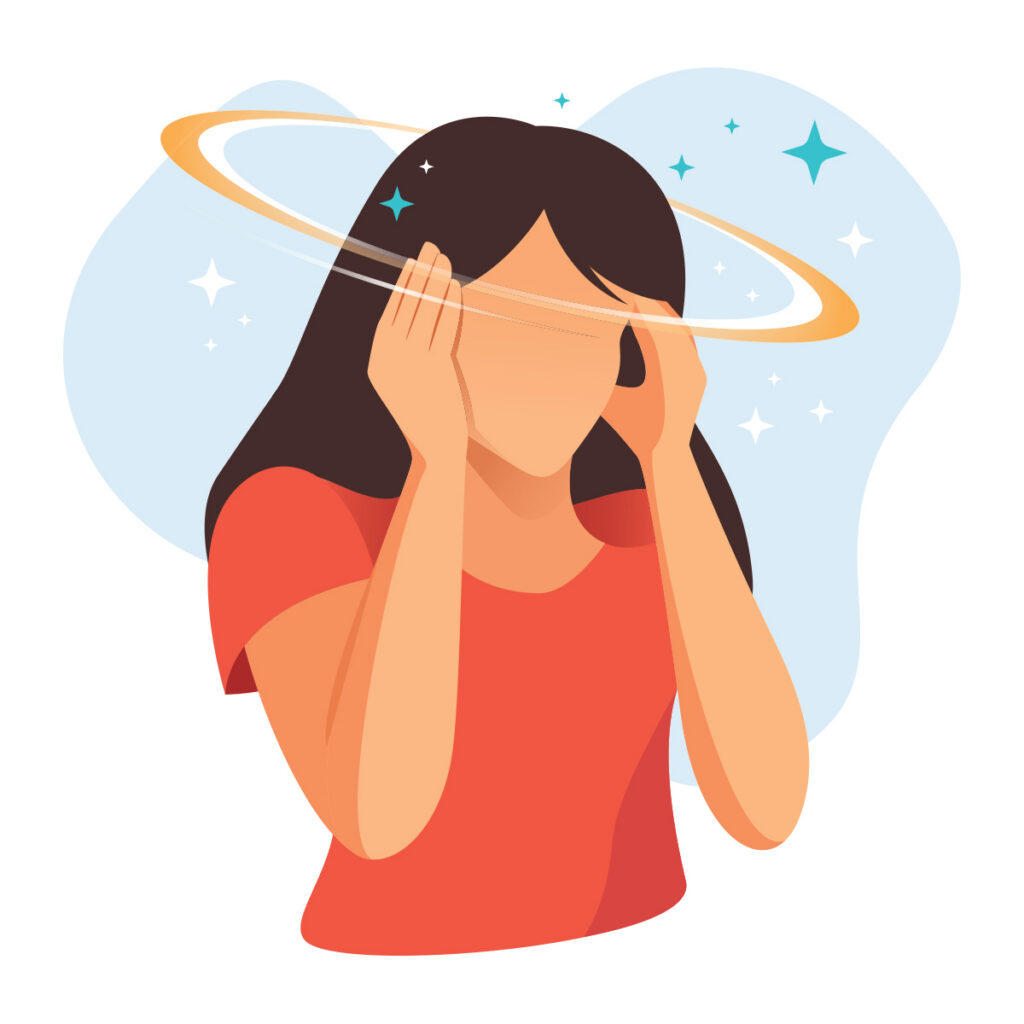 Illustration of woman with migraines