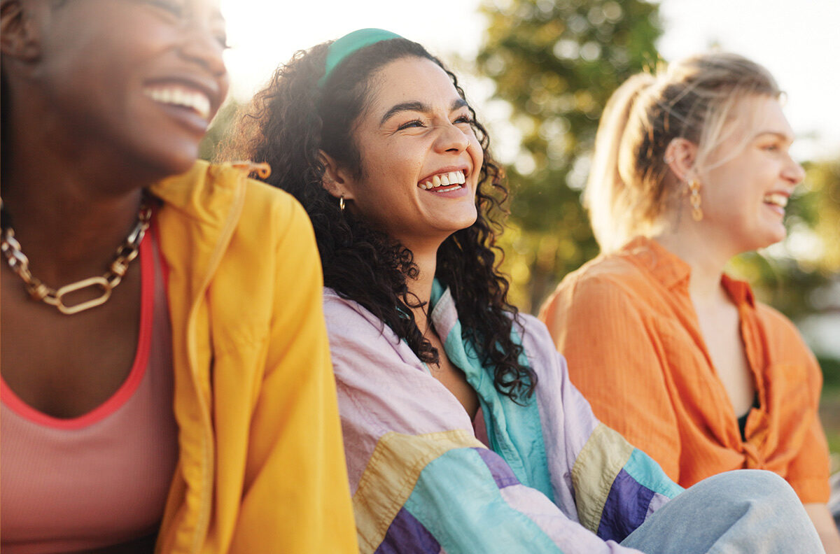 happy young women outdoors