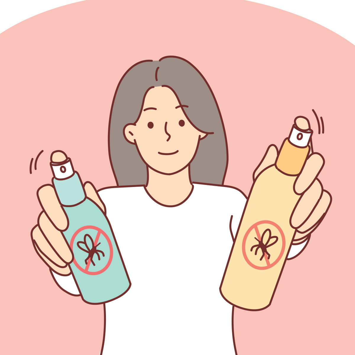 illustration of woman with bug spray