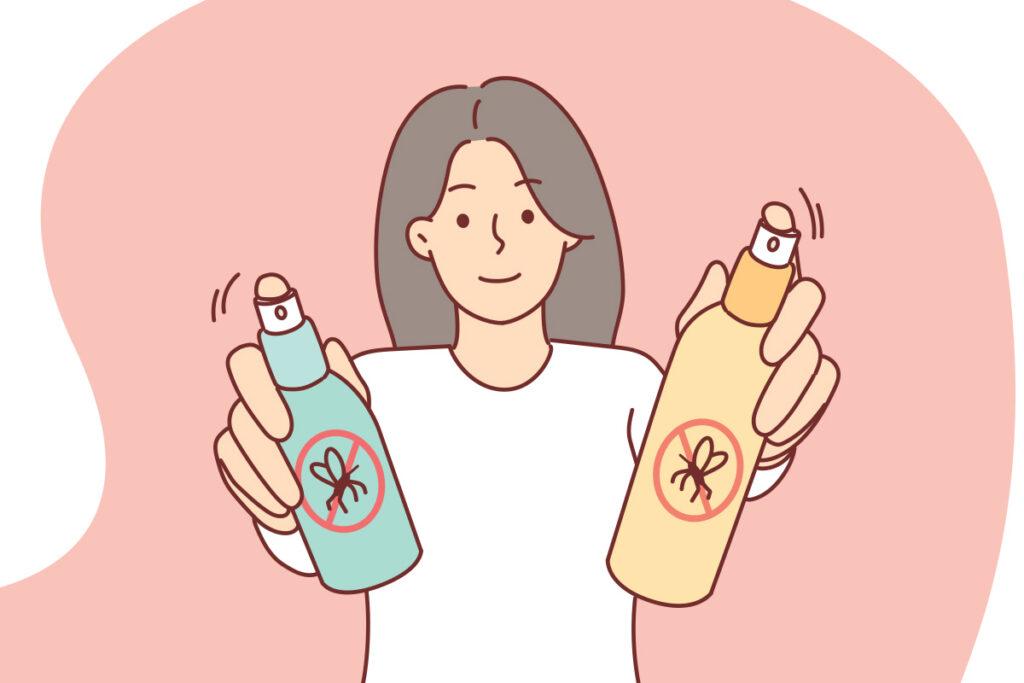 illustration of woman with bug spray