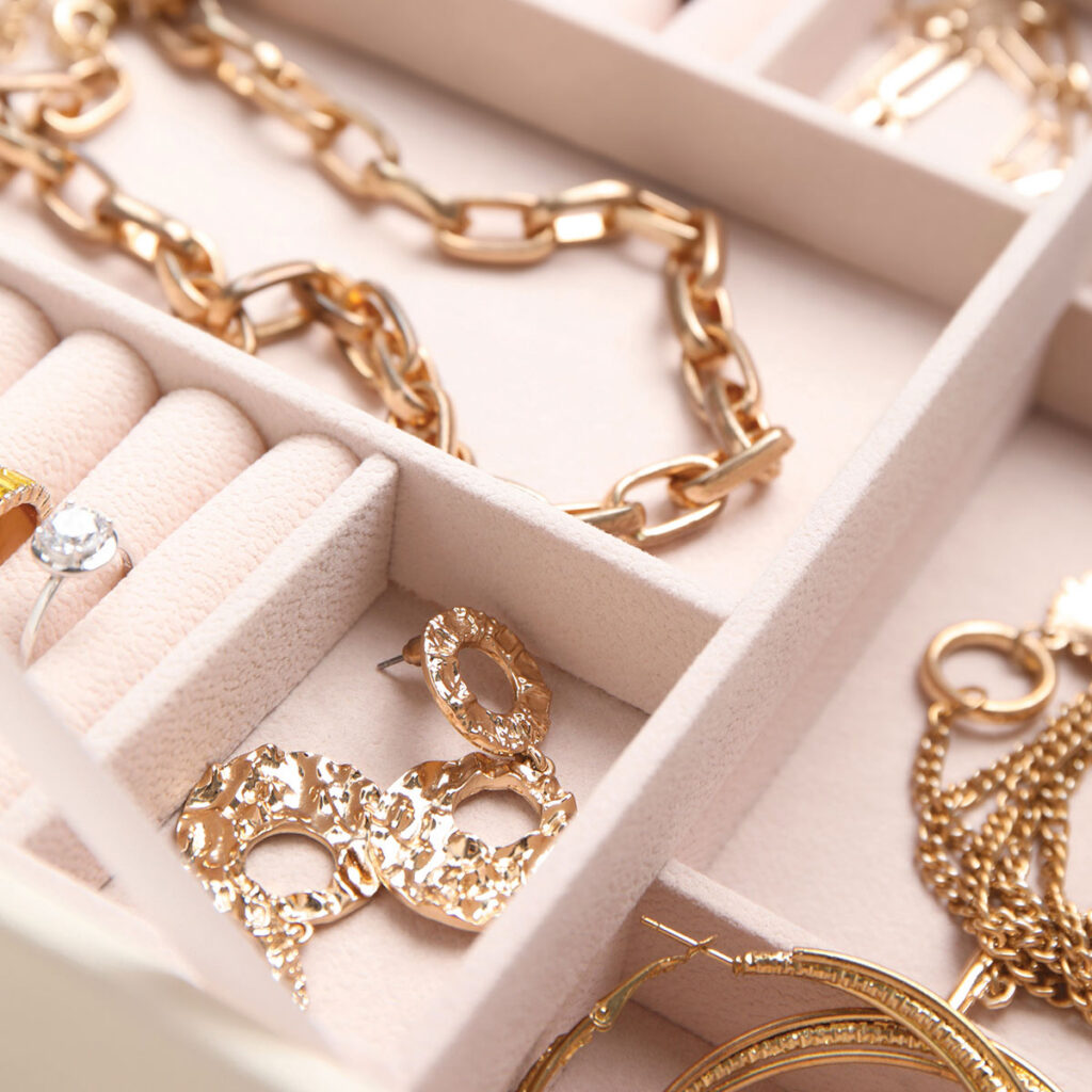 Gold jewelry in a box