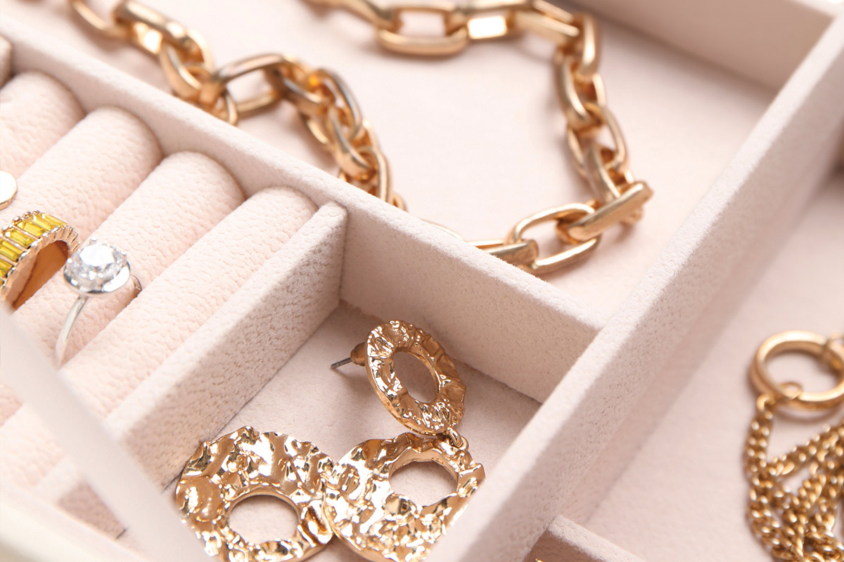 Gold jewelry in a box