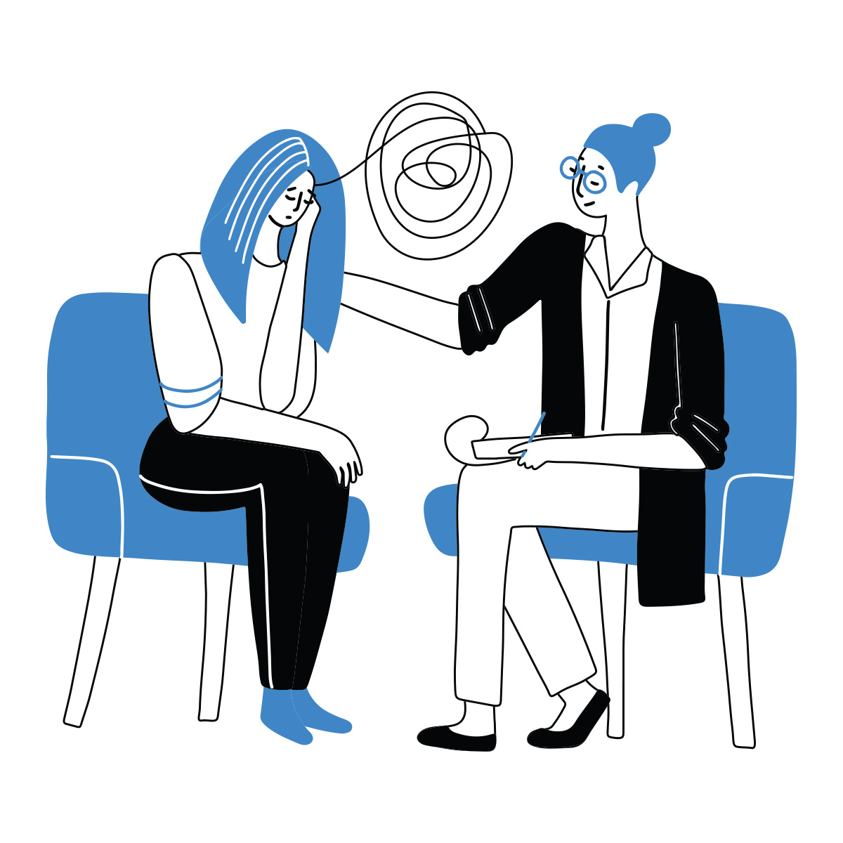 illustration of a therapist and a client