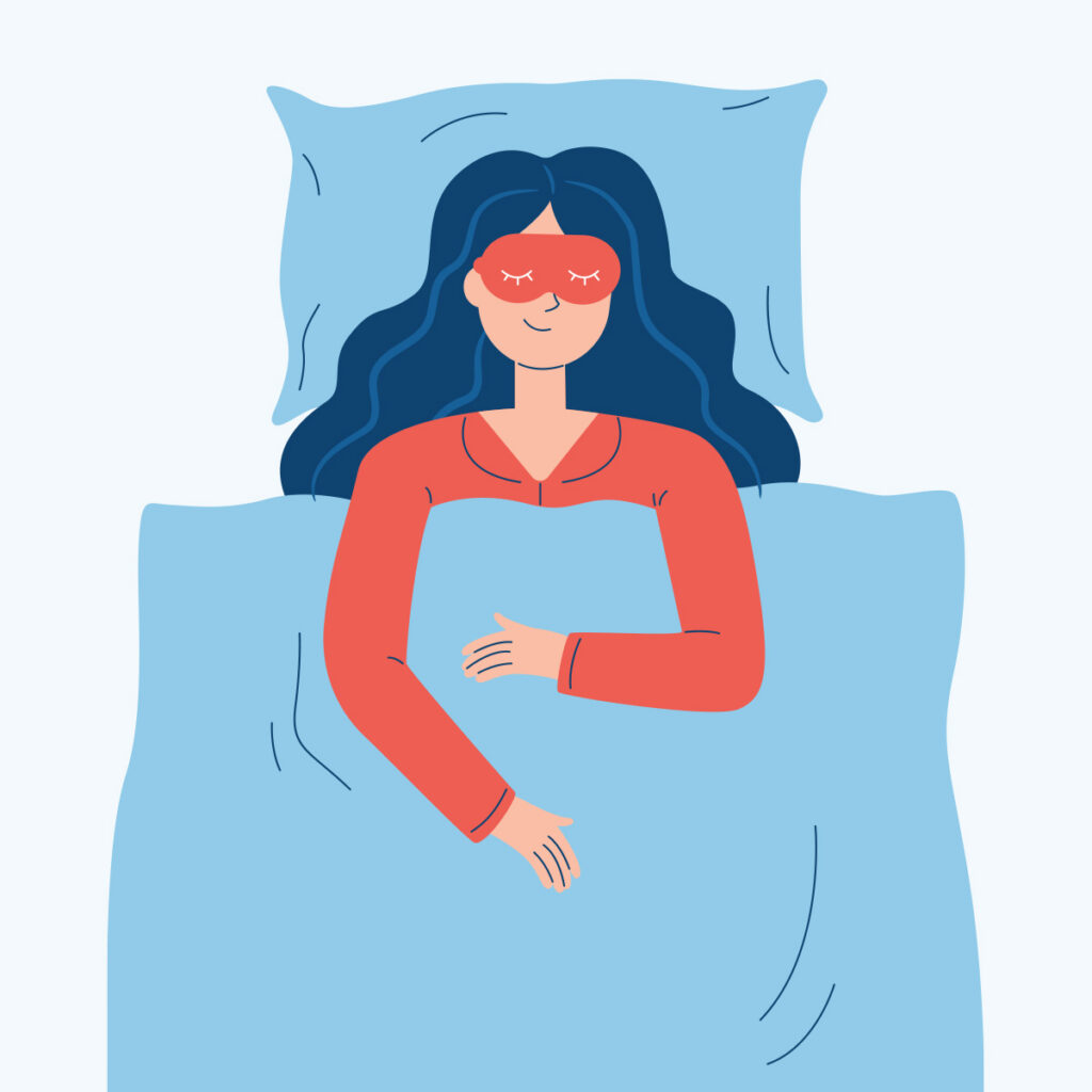 Illustration of woman sleeping in bed