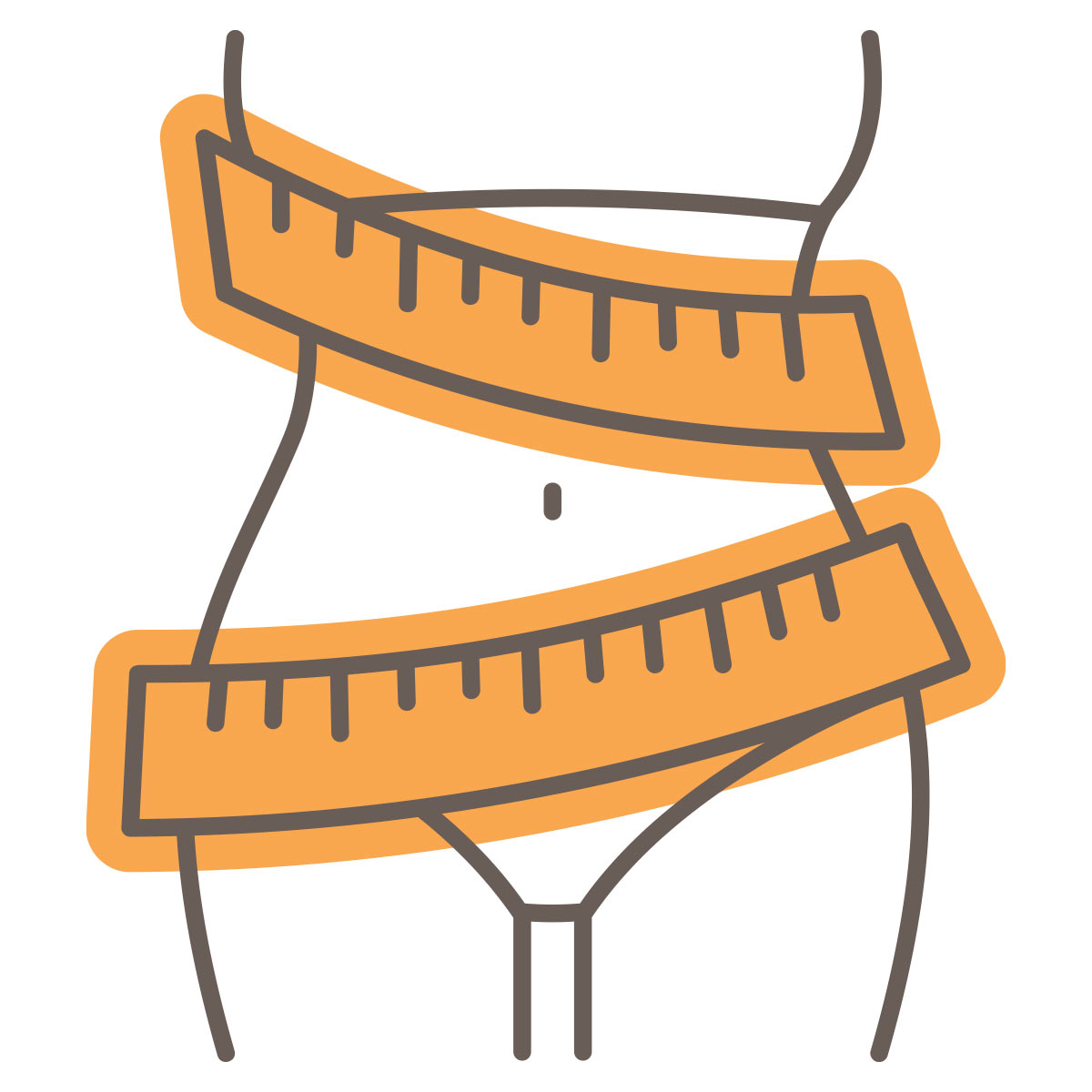 Illustration of tape measure wrapped around woman's body