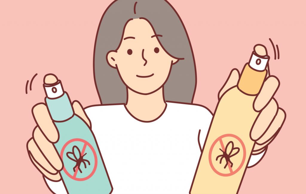 illustration of woman with bug spray
